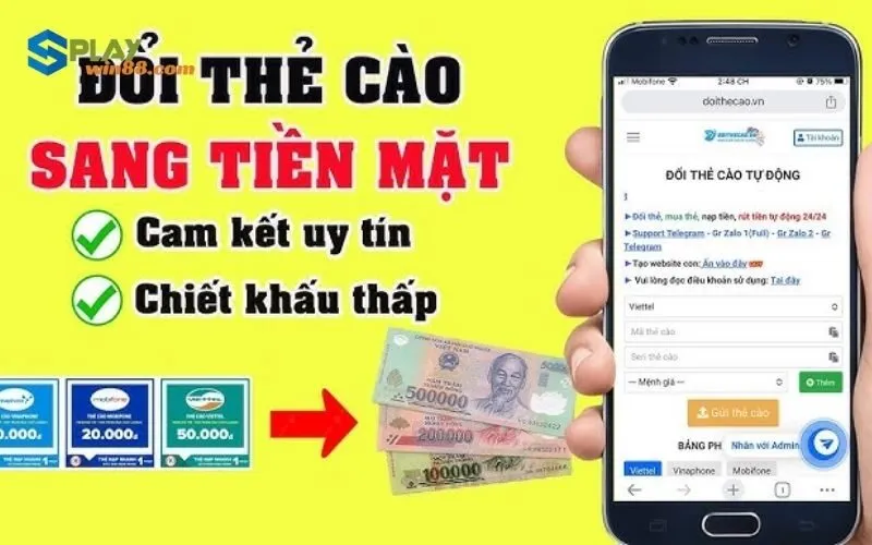 Đổi thẻ cào lấy tiền mặt Splay